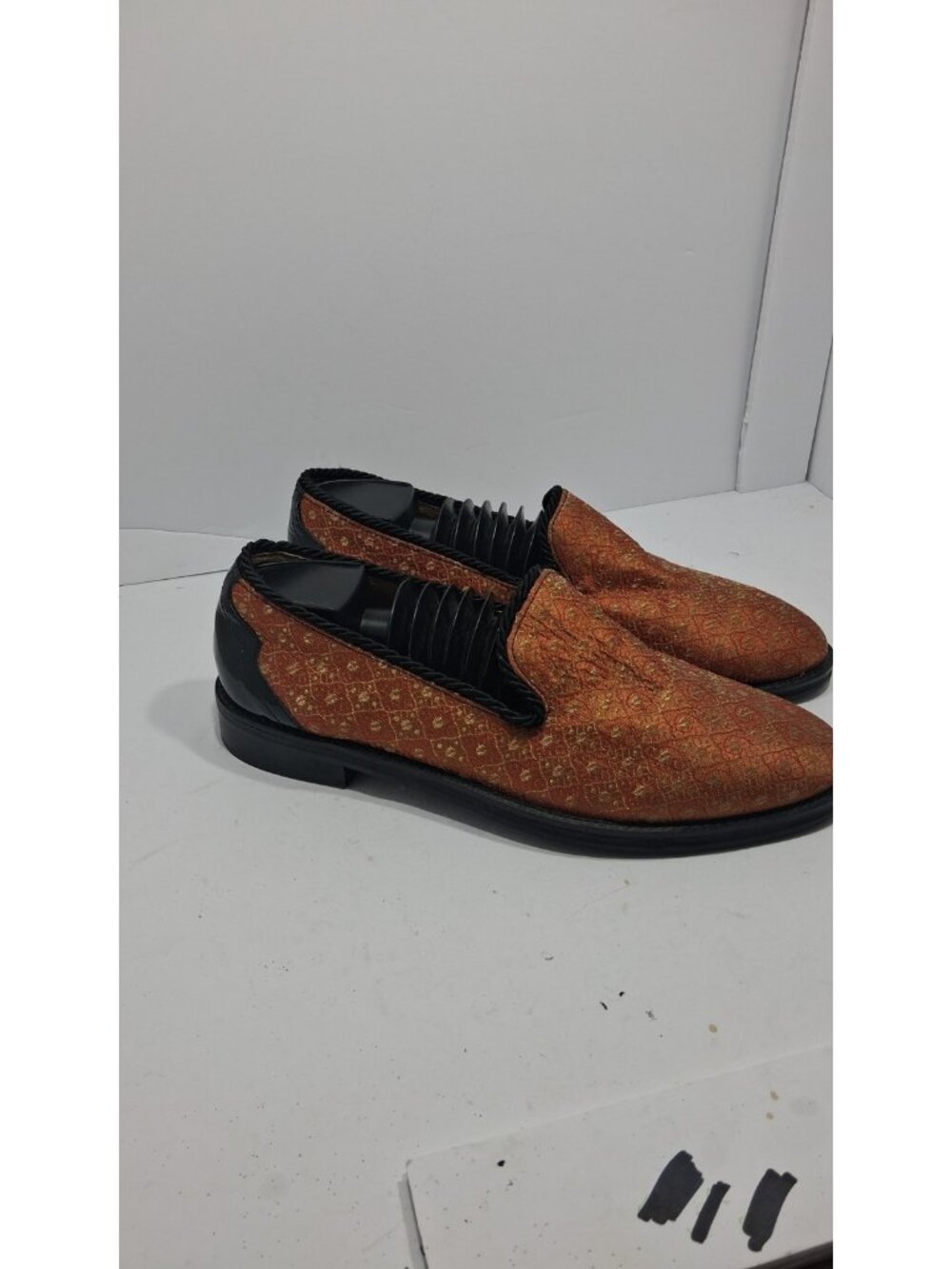 House Of Hounds Emperor Dress Shoes Loafer Brocade Orange Gold Mens EU 44 US 11